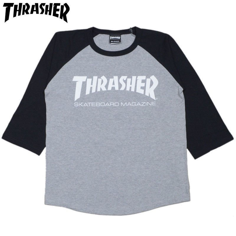 スラッシャー THRASHER MAGLOGO RAGLAN(GRAY/BLACK/WHITE)スラッシャーラグラン THRASHERラグラン  スラッシャーロンT - 大阪心斎橋アメ村WARP WEB SHOP!!!!!!!