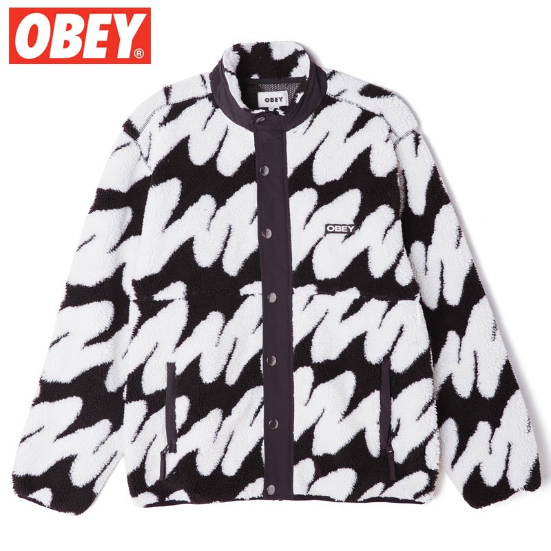 【XLサイズ ラスト1点】送料無料 オベイ OBEY HENSE SHERPA JACKET(BLACK MULTI)オベイアウター OBEYアウター  オベイジャケット OBEYボアジャケット - 大阪心斎橋アメ村WARP WEB SHOP!!!!!!!