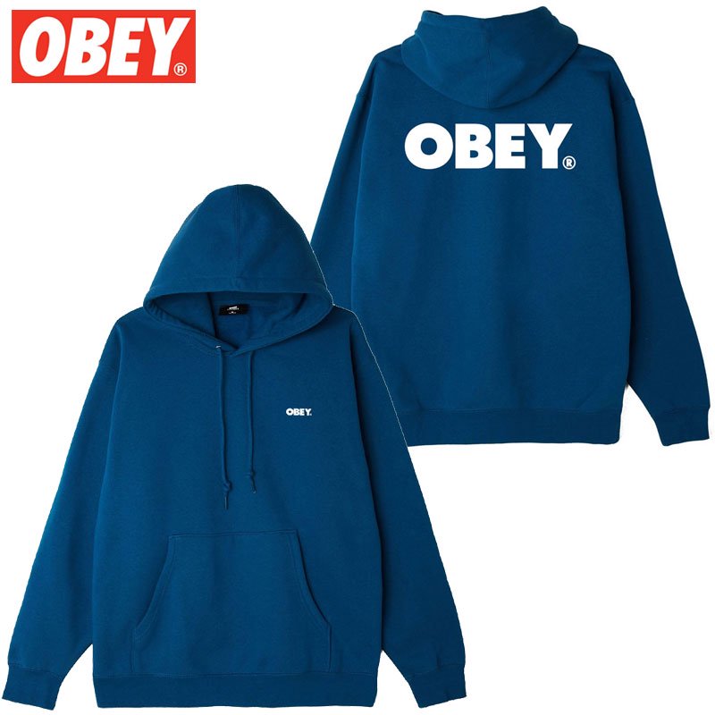 OBEY オベイ プルオーバーパーカーブルー XXL - パーカー