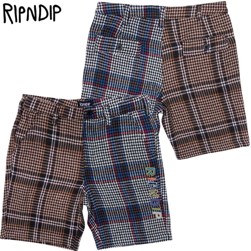 リップンディップ RIPNDIP ROYGBIV PLAID SHORTS(BLACK)リップンディップショーツ リッピンディップショーツ  リップンディップチェックパンツ 総柄パンツ 刺繍 - 大阪心斎橋アメ村WARP WEB SHOP!!!!!!!