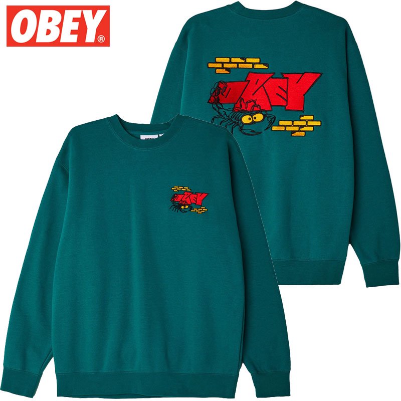 送料無料 オベイ OBEY OBEY HELL ON EARTH CREW(OAT MILK)OBEYクルー