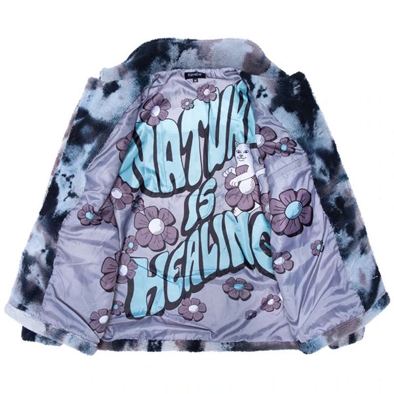 送料無料 リップンディップ RIPNDIP WARPED TIE DYE SHERPA JACKET