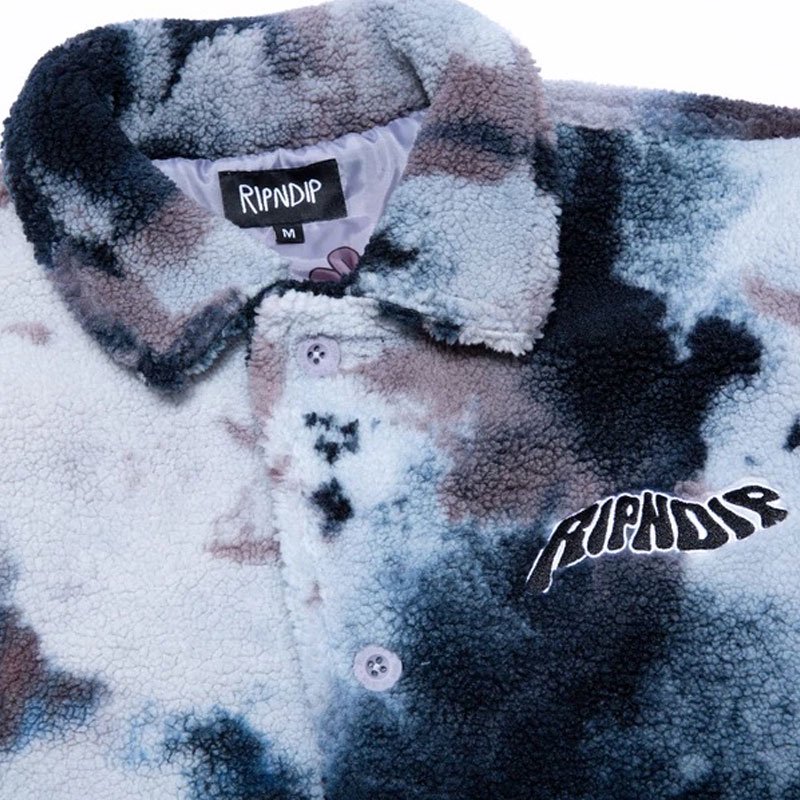 送料無料 リップンディップ RIPNDIP WARPED TIE DYE SHERPA JACKET