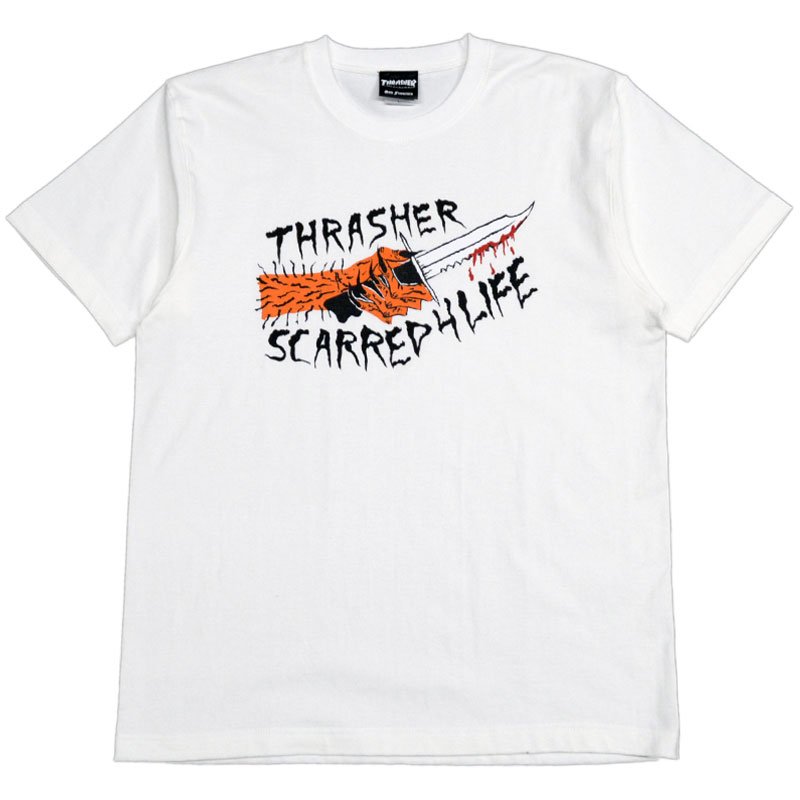 スラッシャー THRASHER SCARRED S/S TEE(WHITE)THRASHERＴシャツ