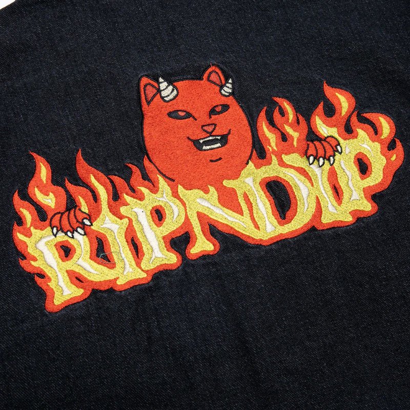 送料無料 リップンディップ RIPNDIP DEVILS WORK DENIM JACKET(BLACK