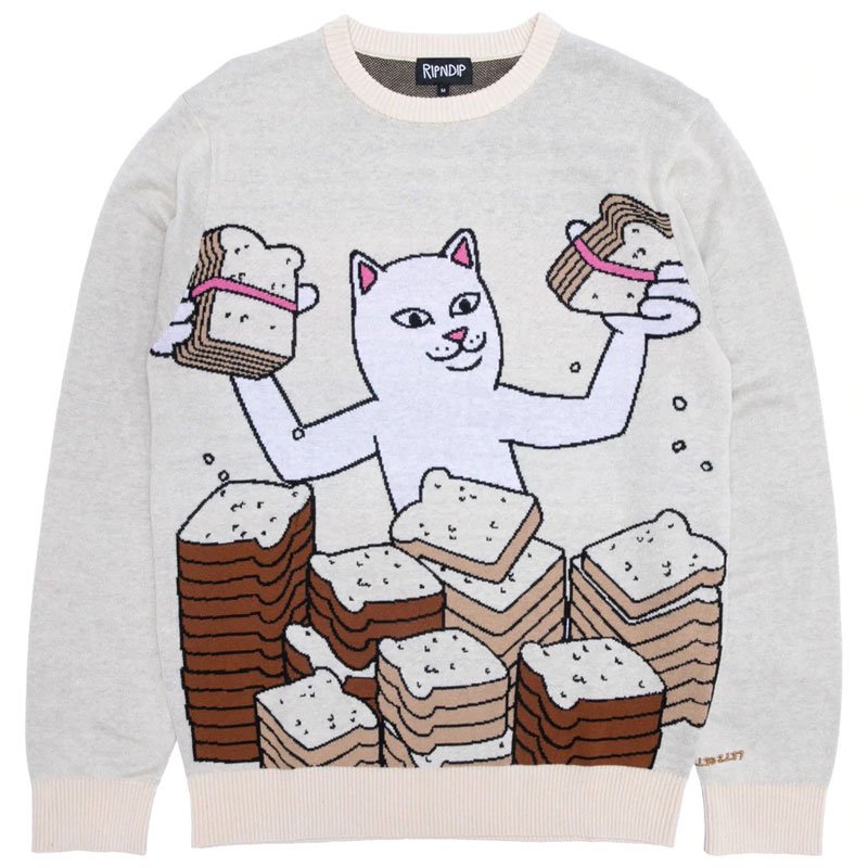 リップンディップ RIPNDIP LETS GET THIS BREAD KNIT SWEATER(NATURAL