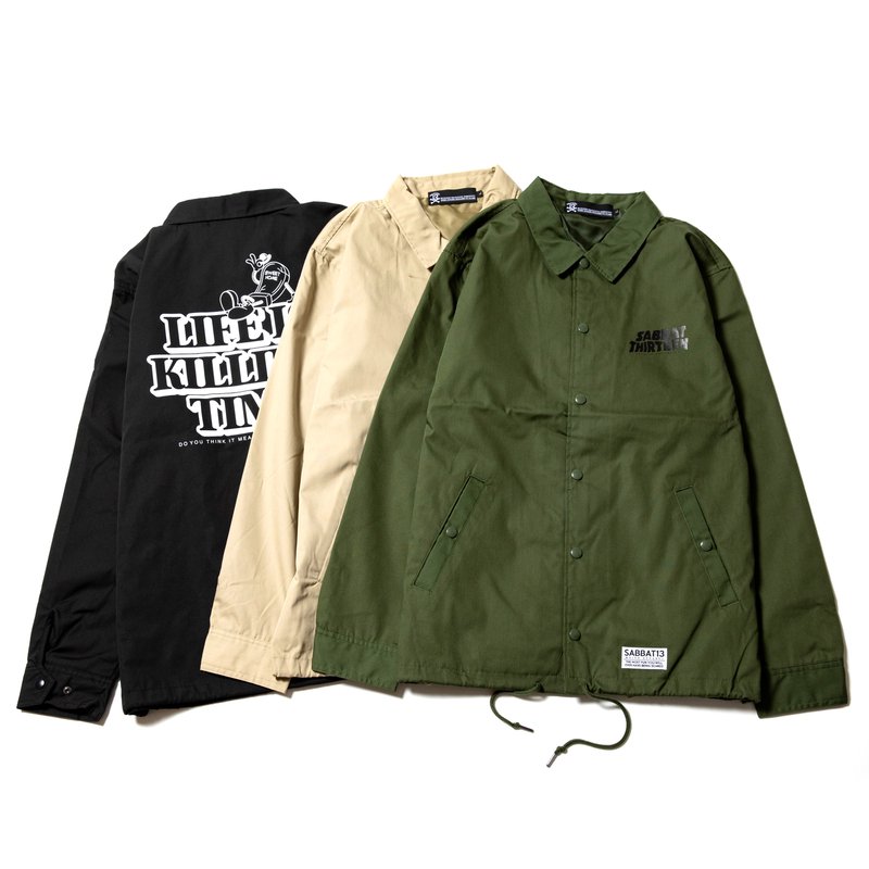 送料無料 サバトサーティーン SABBAT13 KILL TIME COACH JKT(OLIVE)サバトサーティーンコーチジャケット  SABBAT13コーチジャケット サバトジャケット - 大阪心斎橋アメ村WARP WEB SHOP!!!!!!!