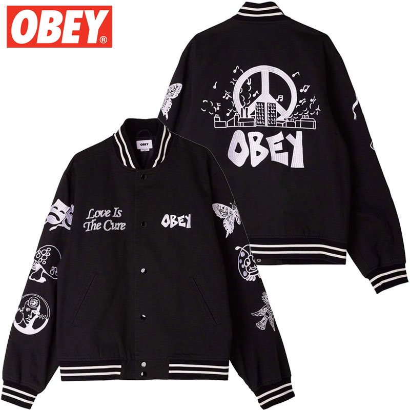 送料無料 オベイ OBEY CHERUB JACKET(BLACK)オベイジャケット OBEY