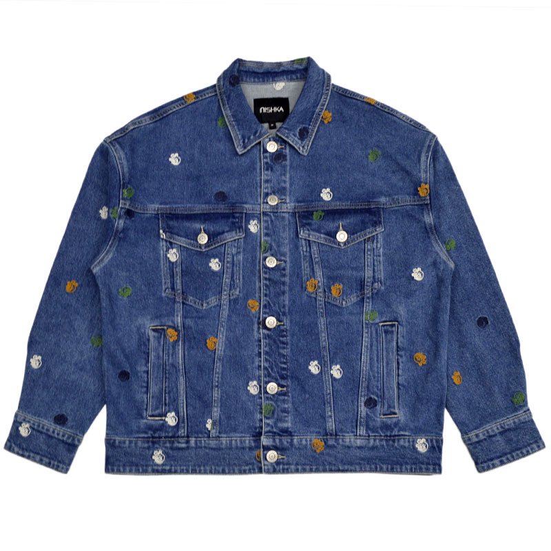 送料無料 ミシカ MISHKA上海 BEARMOP ALL-OVER EMBROIDERY DENIM