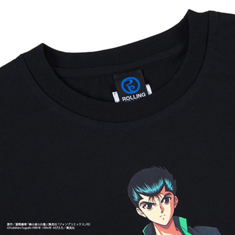 【XLサイズ ラスト1点】ローリングクレイドル ROLLING CRADLE x 幽遊白書 幽助 TEE(BLACK)ロリクレＴシャツ ティーシャツ  幽☆遊☆白書コラボ アニメ 漫画 冨樫義博 - 大阪心斎橋アメ村WARP WEB SHOP!!!!!!!