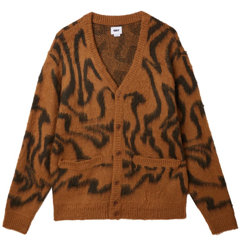 送料無料 オベイ OBEY PALLY CARDIGAN(CATECHU WOOD MULTI)オベイカーディガン OBEYカーディガン オベイニット  OBEYニット - 大阪心斎橋アメ村WARP WEB SHOP!!!!!!!