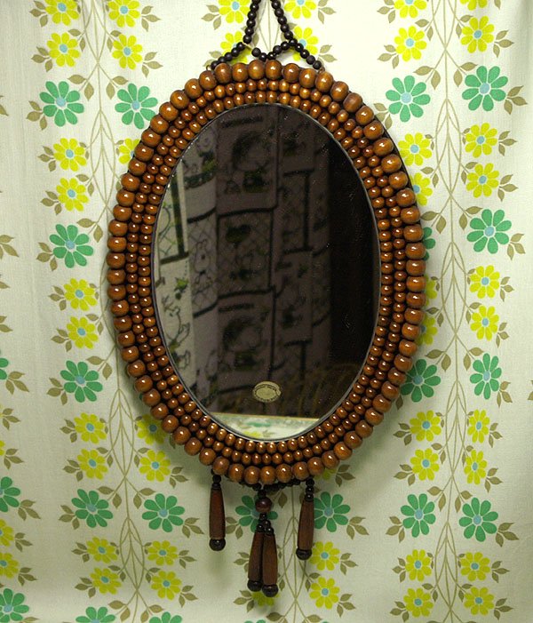 世界的に有名な 壁掛けミラー 壁掛け鏡 昭和レトロ 木製 - 鏡(壁掛け式 