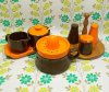 レトロ 陶器製 カスターセット オレンジ×ブラウン