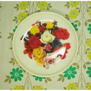 レトロプラスチック スナック皿 花柄