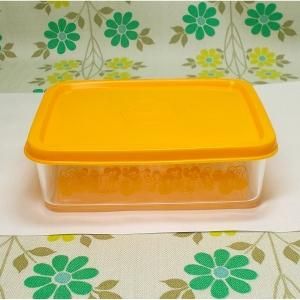 レトロプラスチック 角型 密閉保存容器 花柄