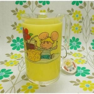 レトロプラスチック トッポジージョ 手付きコップ チャーム付き イエロー