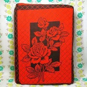 レトロモダン こたつ布団カバー レッド×ブラック 薔薇花柄