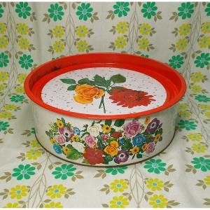 レトロポップ 花柄 中缶