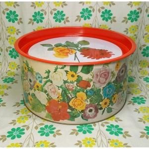 レトロポップ 花柄 大缶