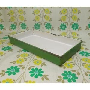 昭和レトロ ホーロー製 トレー グリーン 15×27.5cm