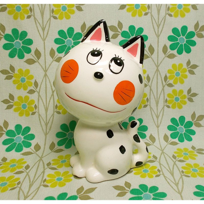 昭和レトロ RUNE 陶器製 ネコの貯金箱人形 - USA＆レトロ雑貨の店 RERA 