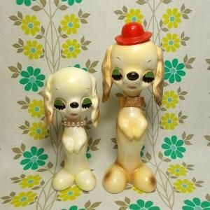 昭和レトロ 陶器製 プードル犬人形 ペア