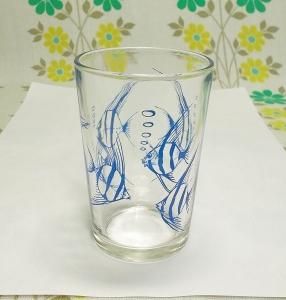 レトロポップ 熱帯魚柄 グラス ブルー