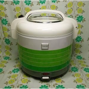 レトロポップ 東芝 電子ジャー グリーンボーダー柄