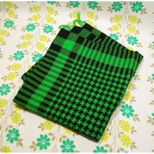 レトロポップ 座布団カバー グリーン×ブラック 千鳥格子柄
