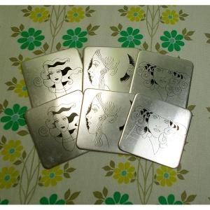 レトロモダン アルミコースター 6枚セット