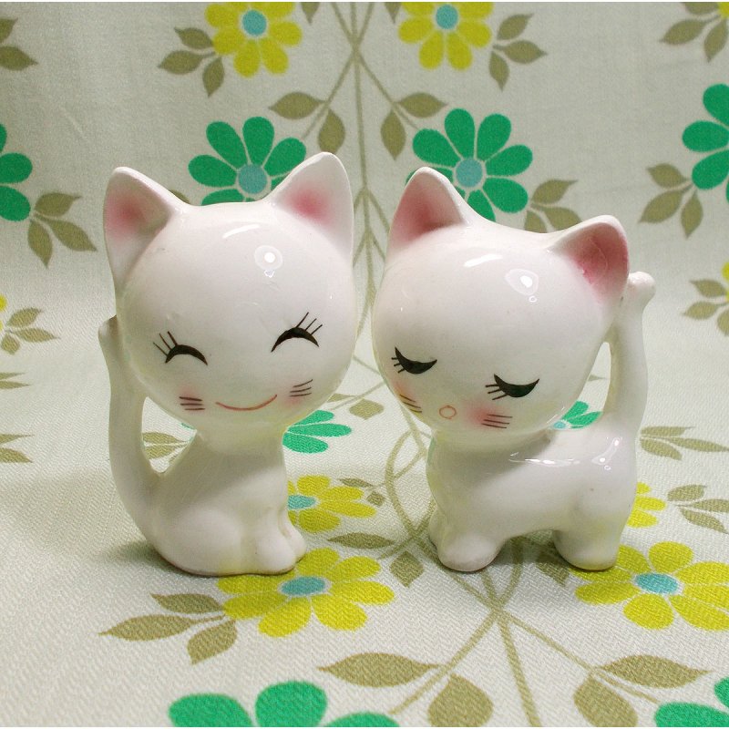 昭和レトロ RUNE 陶器製 小猫のペア人形 B - USA＆レトロ雑貨の店 RERA