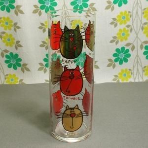 レトロ 猫のロンググラス