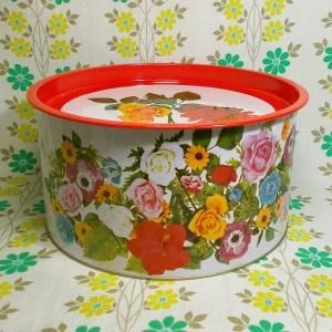 レトロポップ 花柄 大缶