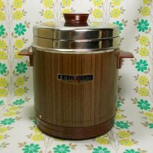 昭和レトロ 象印 魔法瓶 保温ジャー 3.7L 木目柄