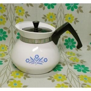USAビンテージ パイロセラム 3CUP ティーポット コーンフラワー柄
