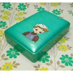 昭和レトロ セルロイド ケース グリーン 男の子
