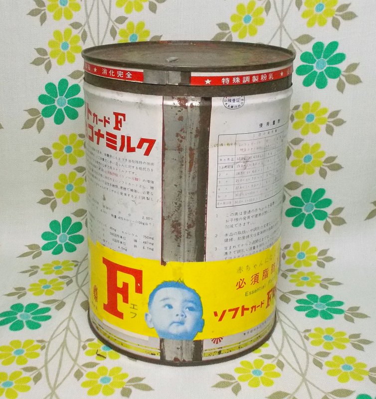希少　昭和レトロ　森永乳業　ドライミルク　ブリキ　空き缶　ポスター　ビンテージ