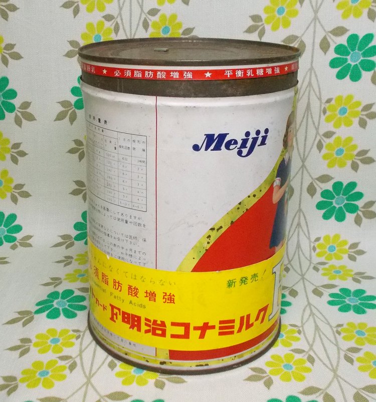 昭和レトロ 明治コナミルクＦ 1350g ミルク缶 空き缶 - USA＆レトロ 