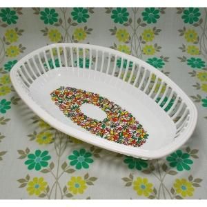 レトロプラスチック 花柄 オーバル型 ネオバスケット(大)