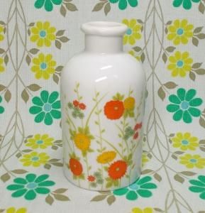 昭和レトロ 陶器製 花柄 ボトル 蓋なし