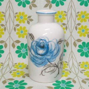 昭和レトロ 陶器製 薔薇花柄 ボトル 蓋なし