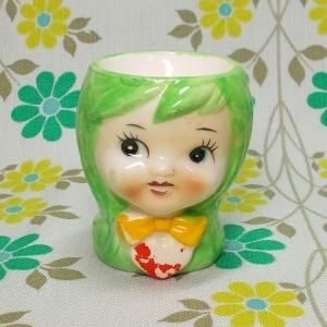 昭和レトロ 陶器製 女の子型 エッグスタンド