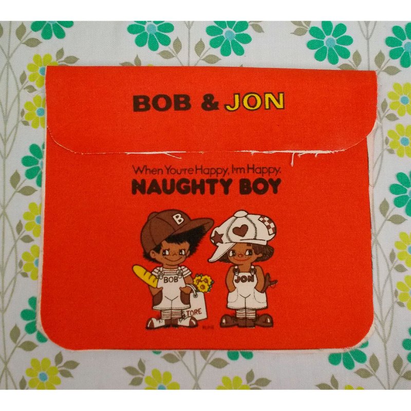 昭和レトロファンシー 内藤ルネ BOB＆JON キャンバスバッグの生地 レッド - USA＆レトロ雑貨の店　RERA RERA RU. ～レラレラル.～