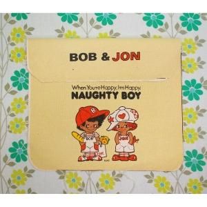 昭和レトロファンシー 内藤ルネ BOB&JON キャンバスバッグの生地 ベージュ