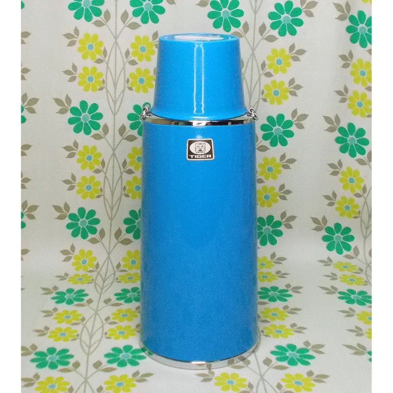 レトロ タイガー 保温水筒 ブルー　未使用保管品