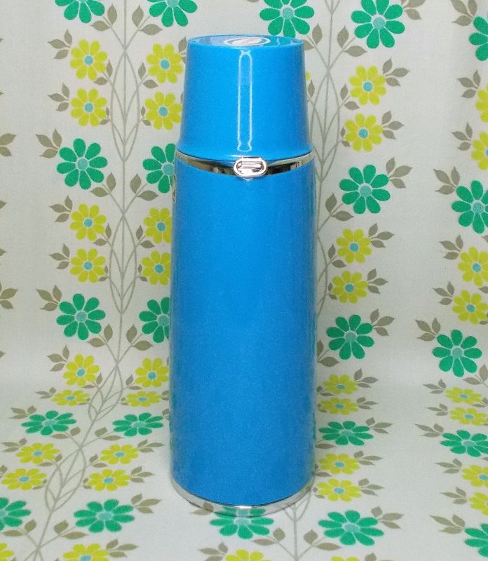 レトロ タイガー 保温水筒 ブルー　未使用保管品
