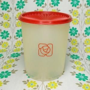 オールドタッパーウェア デコレーター(レッド×クリア・薔薇花柄)小
