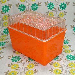 レトロプラスチック プレス模様 パンケース オレンジ