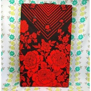 レトロポップ こたつ布団カバー 薔薇花柄 赤×黒