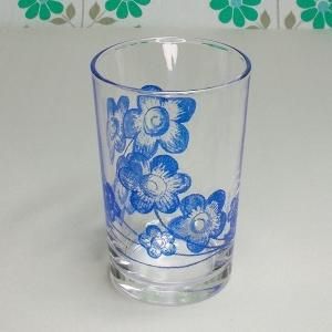 レトロポップ ブルー花柄 タンブラーグラス
